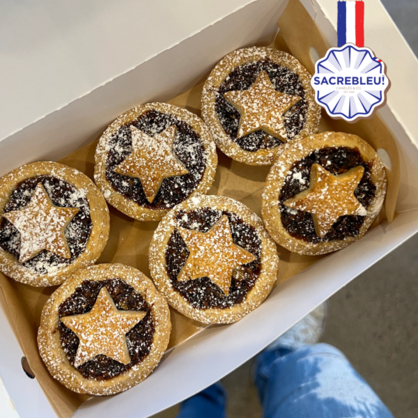 6 fruit mince tarts made by Sacrebleu in a nice little box