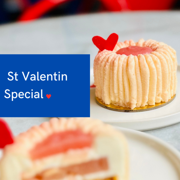 St Valentin Special Peach Champagne cake Sacrebleu